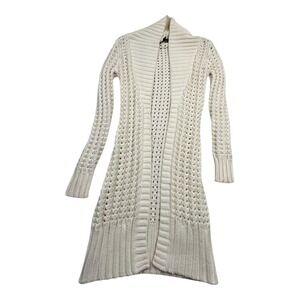 Bebe Cream Knit Open Front Long Sleeve Cardigan Sweater Size S